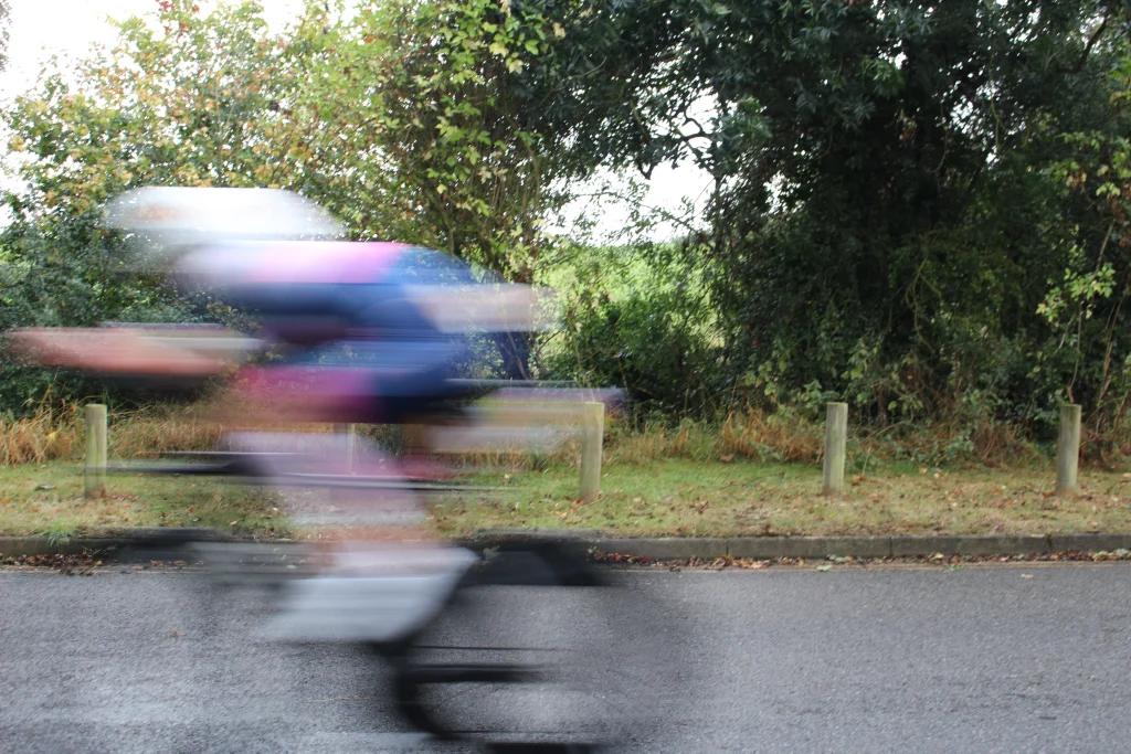 Blurred image of a cyclist